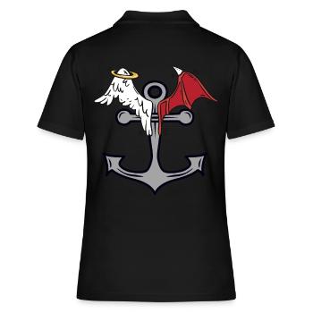 Anker Seefahrt himmlisch teuflisch maritim - Frauen Polo Shirt - Schwarz - Hinten - Ailine (174cm)