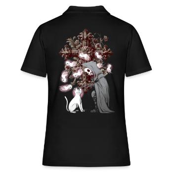Halloween fantôme fantôme croix crucifix chat - Polo Femme - noir - Dos - Ailine (174cm)