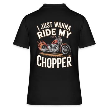 Ich will einfach nur mit meinem Kupfer fahren - Frauen Polo Shirt - Schwarz - Hinten - Ailine (174cm)