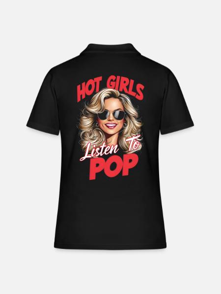hot girls listen to pop - Women's Polo Shirt - black