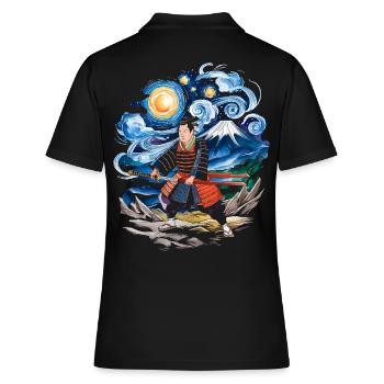 sternenklare nacht ronin berg fuji japanisch - Frauen Polo Shirt - Schwarz - Hinten - Ailine (174cm)