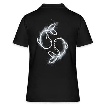 zwei Fische - Frauen Polo Shirt - Schwarz - Hinten - Ailine (174cm)