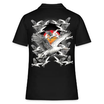 Küste Sonnenuntergang Möwe Möwen Seevögel - Frauen Polo Shirt - Schwarz - Hinten - Ailine (174cm)
