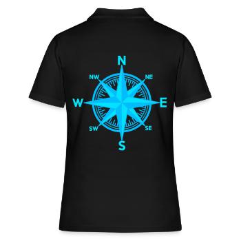 maritim Windrose Kompass Seefahrt Seemann - Frauen Polo Shirt - Schwarz - Hinten - Ailine (174cm)