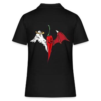 Chilly himmlisch scharf Pepperonie - Frauen Polo Shirt - Schwarz - Hinten - Ailine (174cm)