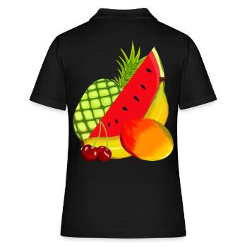 Obst Frucht exotisch Früchte - Frauen Polo Shirt - Schwarz - Hinten - Ailine (174cm)