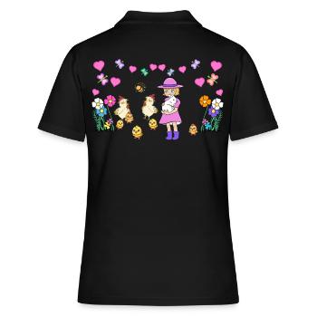 Kinder Kind Ostern Osterfest Kleinkinder Baby - Frauen Polo Shirt - Schwarz - Hinten - Ailine (174cm)