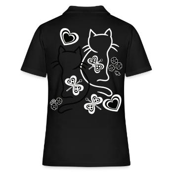 Chats, Chats, Enfants, Enfant, Tout-petits, Rétro, Années 80 - Polo Femme - noir - Dos - Ailine (174cm)