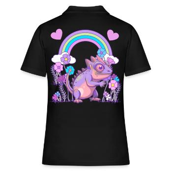 Echse Drache Drachen - Frauen Polo Shirt - Schwarz - Hinten - Ailine (174cm)