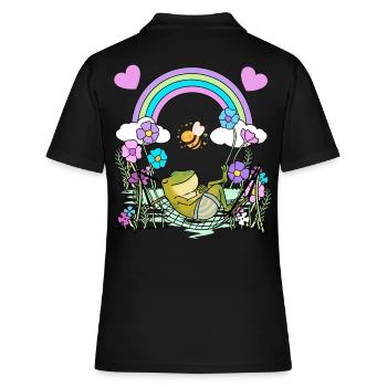 Frosch Frösche Kinder Kind - Frauen Polo Shirt - Schwarz - Hinten - Ailine (174cm)