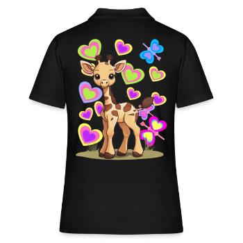 Giraffe Giraffen Kind Kinder - Frauen Polo Shirt - Schwarz - Hinten - Ailine (174cm)