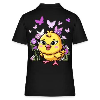 Küken Ostern Kind Kinder - Frauen Polo Shirt - Schwarz - Hinten - Ailine (174cm)