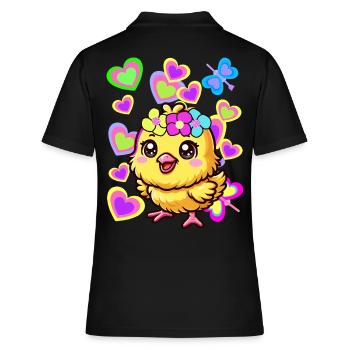 Kinder Kind Baby Küken Ostern Osterfest - Frauen Polo Shirt - Schwarz - Hinten - Ailine (174cm)