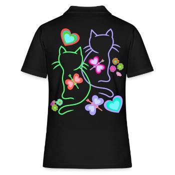 Printemps Eté Rétro Chats Chat Enfants Années 80 - Polo Femme - noir - Dos - Ailine (174cm)