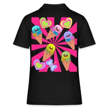 Eis Eiskrem Eiscrem Retro 80er 90er Sommer - Frauen Polo Shirt - Schwarz - Hinten - Ailine (174cm)