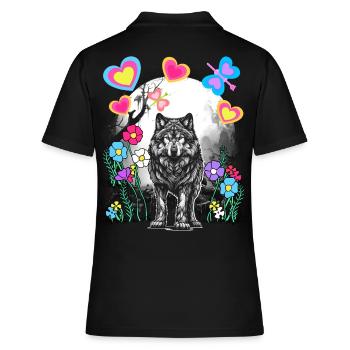 Loups Rétro Loups Conte de Fées Conte de Fées Personnage Vintage - Polo Femme - noir - Dos - Ailine (174cm)