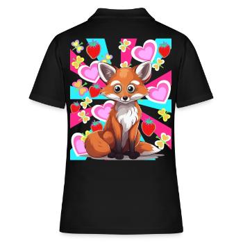 Rétro été renard habitant de la forêt fraises des années 80 - Polo Femme - noir - Dos - Ailine (174cm)