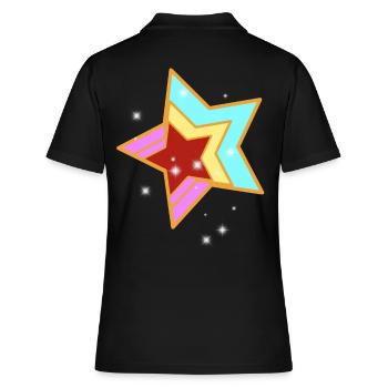Retro Sterne Vintage 60er 80er - Frauen Polo Shirt - Schwarz - Hinten - Ailine (174cm)