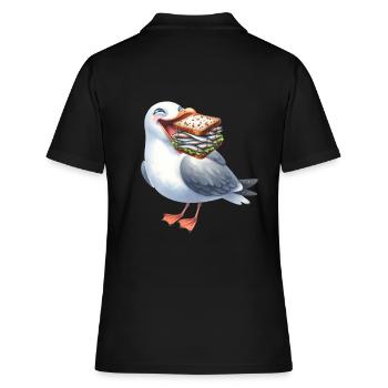 Nordsee Ostsee Möwe Möwen maritim Hering - Frauen Polo Shirt - Schwarz - Hinten - Ailine (174cm)