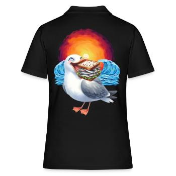 Sandwidsch Hering Fisch Möwe maritim - Frauen Polo Shirt - Schwarz - Hinten - Ailine (174cm)