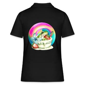 Regenbogen Frosch Eis Erdbeere Eiskrem Kind - Frauen Polo Shirt - Schwarz - Hinten - Ailine (174cm)