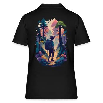 Holidays Nature Hiking in the mountains Leisure Hobby - Women's Polo Shirt - black - Back - Ailine (174cm)