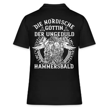 Nordische Wikinger Göttin der Ungeduld Hammersbald - Frauen Polo Shirt - Schwarz - Hinten - Ailine (174cm)