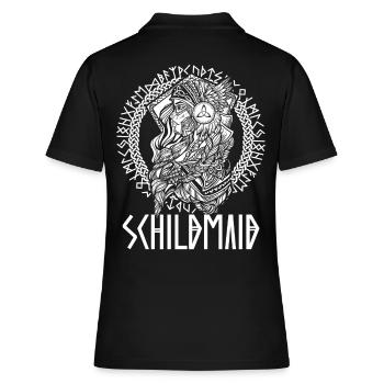 Wikinger Frau - Schildmaid Kriegerin Schönheit - Frauen Polo Shirt - Schwarz - Hinten - Ailine (174cm)
