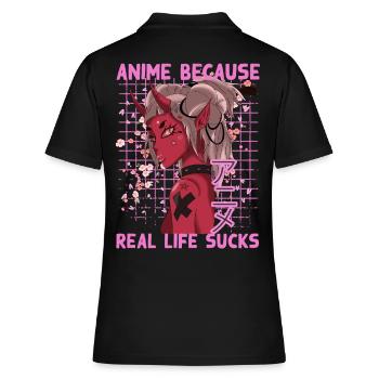 Drôle de manga disant anime parce que la vraie vie est nulle - Polo Femme - noir - Dos - Ailine (174cm)