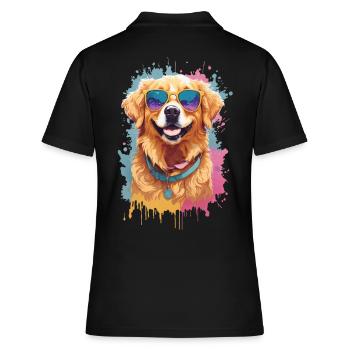 Golden Retriever Farbsplash Sonnenbrille Coolness - Frauen Polo Shirt - Schwarz - Hinten - Ailine (174cm)