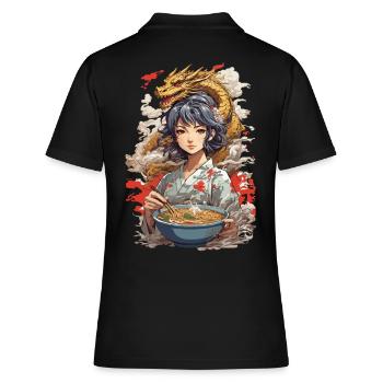 Ramen Suppen Drachen Ästhetik & Anime Otaku Kunst - Frauen Polo Shirt - Schwarz - Hinten - Ailine (174cm)