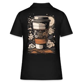 Ukiyo-E Café Art Passion Amateur de café - Polo Femme - noir - Dos - Ailine (174cm)