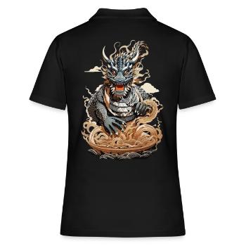 Ramen Drache Nudel Mythos Japanisches Design - Frauen Polo Shirt - Schwarz - Hinten - Ailine (174cm)