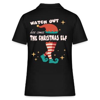 hier kommen die passenden Weihnachtselfen-Feiertagssets - Frauen Polo Shirt - Schwarz - Hinten - Ailine (174cm)