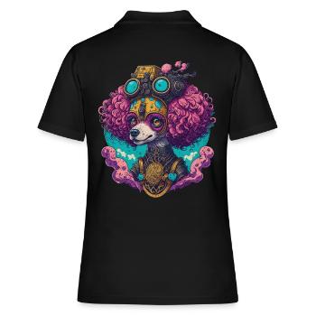 Steampunk Pudel Hund Viktorianischer Hunde Stil - Frauen Polo Shirt - Schwarz - Hinten - Ailine (174cm)