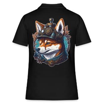 Rétro Sci-Fi Shiba Steampunk Vintage chien - Polo Femme - noir - Dos - Ailine (174cm)