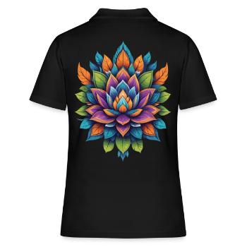 Fleur spirituelle Lotus Énergie Vitale Fleur de Vie - Polo Femme - noir - Dos - Ailine (174cm)