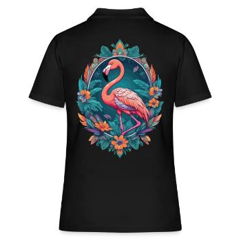 Flamingo Traumfänger Federschmuck Mandala Design - Frauen Polo Shirt - Schwarz - Hinten - Ailine (174cm)
