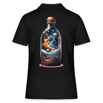 Weltall in Flasche Boho-Style Bohemian Streetwear - Frauen Polo Shirt - Schwarz - Hinten - Ailine (174cm)