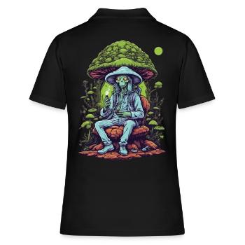 Lebendige Farben Musik Festival Wald Pilze - Frauen Polo Shirt - Schwarz - Hinten - Ailine (174cm)