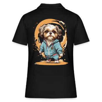 Joggen Mit Deinem Shih Tzu Begleiter - Frauen Polo Shirt - Schwarz - Hinten - Ailine (174cm)