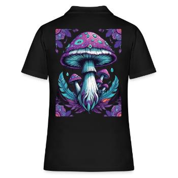 Illumination spirituelle du mandala du champignon - Polo Femme - noir - Dos - Ailine (174cm)