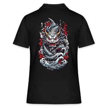 Seeungeheuer Japanischer Dämon Yokai Streetwear - Frauen Polo Shirt - Schwarz - Hinten - Ailine (174cm)