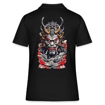 Ästhetische Yokai Streetwear Japanischer Dämon - Frauen Polo Shirt - Schwarz - Hinten - Ailine (174cm)