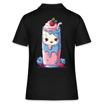Myrtilles Milkshake Fun Kawaii Anime - Polo Femme - noir - Dos - Ailine (174cm)