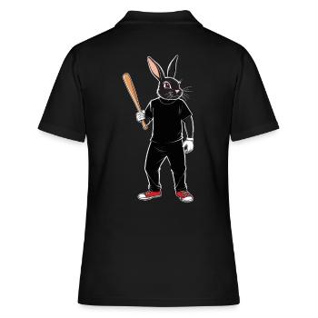 Joueur de baseball, lapin de Pâques, Pâques, Baseball - Polo Femme - noir - Dos - Ailine (174cm)