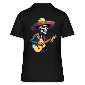 Mexicain Mariachi Squelette Guitariste Fiesta - Polo Femme - noir - Dos - Ailine (174cm)
