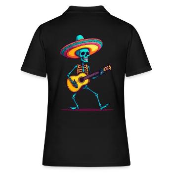 Guitariste squelette mariachi mexicain - Polo Femme - noir - Dos - Ailine (174cm)