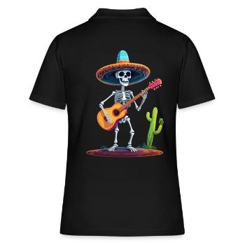 Mexicain Mariachi Squelette Guitariste Fiesta - Polo Femme - noir - Dos - Ailine (174cm)