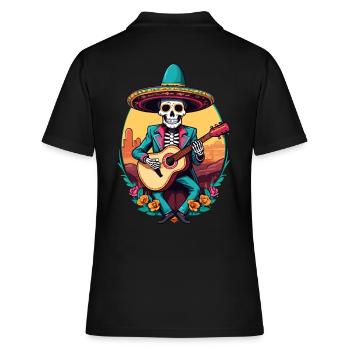 Mexicain Mariachi Squelette Guitariste Fiesta - Polo Femme - noir - Dos - Ailine (174cm)
